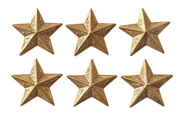 Obraz premium Gold military stars rank insignia isolated on transparent background. Golden stars for product rating reviews for websites and mobile applications isolated on white background.