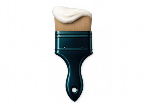 Green paintbrush with white paint on transparent background, ideal for diy and home renovation projects - Powered by Adobe