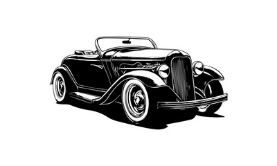 Obraz premium Vintage Car Illustrations. Classic Automobile Sketches, Retro Vehicle Drawings, Antique Car Art, Black and White Old Car Vector