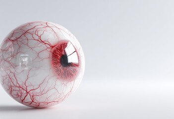 3D eye, red veins, white background