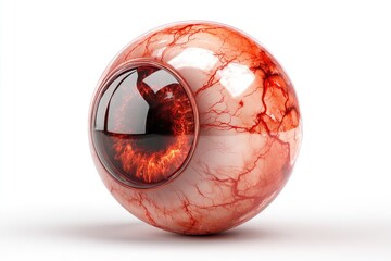 3D eye, fiery red pupil, glossy surface