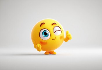 Smiling emoji giving thumbs-up, winking