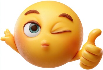 Smiling, winking emoji with thumbs up