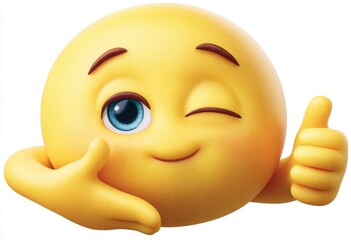 Animated, winking emoji giving a thumbs-up