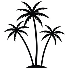 Fototapeta premium Silhouette Of Three Palm Trees On A White Background tropical beach