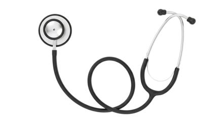 Stethoscope isolated on transparent background, a medical instrument for auscultation