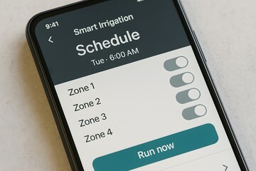 Smart irrigation schedule interface on a smartphone. 