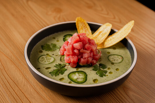 Gazpacho de Aguachile or Gazpacho Verde with Ahi Tuna