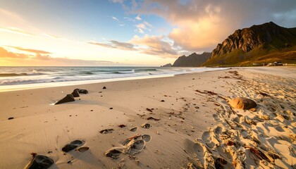 Golden sunset beach scene