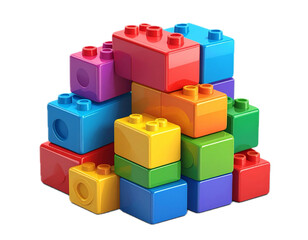 Obraz premium colorful plastic toy blocks 3d render illustration isolated on transparent background