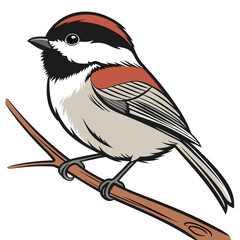 Illustration of a chickadee bird on a branch