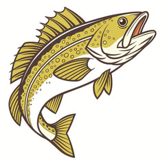 Vector illustration of a jumping trout