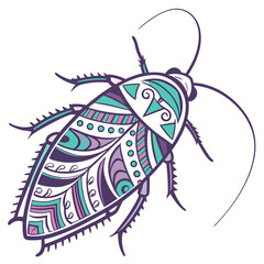 Colorful cockroach with tribal pattern illustration