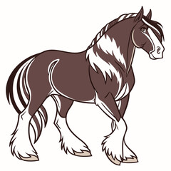Cartoon shire horse with white mane and legs