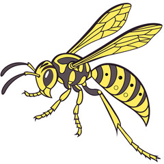 Cartoon wasp with yellow and black stripes