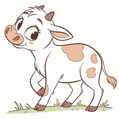 Cartoon cow calf illustration
