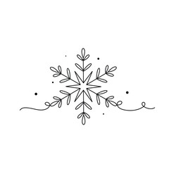 Winter christmas snowflake decorative line art vector snowflake ornament.