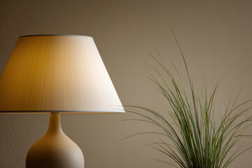 minimalist lamp elegantly positioned against beige wall creating calm and modern atmosphere