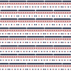 Fototapeta premium Seamless geometric pattern with abstract stripes and dots in minimalistic style. Vector illustration for greeting card, fabric, textile, paper, print
