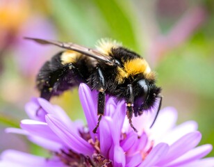 Close-up of a bee on a purple flower (1)