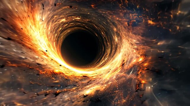 Cosmic Vortex: An awe-inspiring visualization of a black hole, its gravitational pull warping space and time, creating a mesmerizing display of celestial dynamics.
