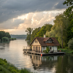 Obraz premium houses on the river
