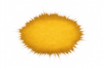 Fluffy yellow sphere with a transparent background, ideal for creative projects related to softness, warmth, and vibrant colors