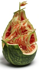 Watermelon carved into an old sailing ship