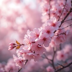Obraz premium pink cherry blossom, nature background