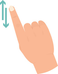 Flat Design Hand with Finger Swiping Up and Down Gesture Illustration Graphic
