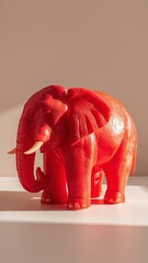 Red watermelon carved into an Asian elephant sculpture