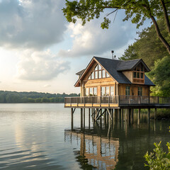 Obraz premium house on the river