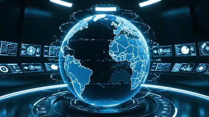 World Map Technology Digital Globe concept showing international network connections and global communication in a futuristic style perfect for technology and business use - Powered by Adobe