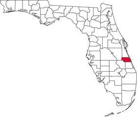 A vector map of Florida highlighting Indian River County. Ideal for geographical studies, regional reports, and data visualization projects.

