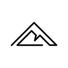 Minimalist mountain logo with clean line art design, symbolizing strength, nature, and adventure in a modern and simple style.