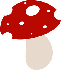 Red cap mushroom flat autumn forest theme