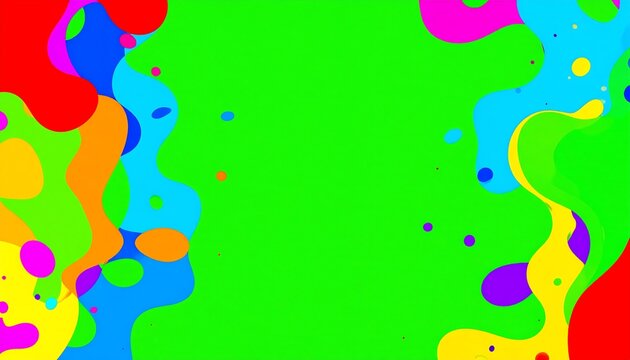 Abstract colorful shapes on a vibrant green background