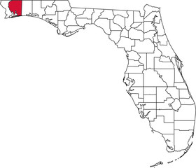 A vector map of Florida highlighting Santa Rosa County. Ideal for geographical studies, regional reports, and data visualization projects.

