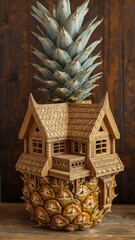 Pineapple carved into a traditional Balinese house