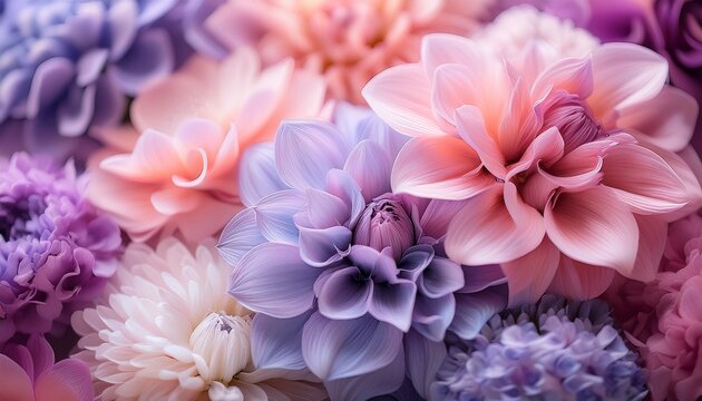 close up of pastel purple and pink flowers