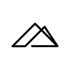 Minimalist mountain logo with clean line art design, symbolizing strength, nature, and adventure in a modern and simple style.