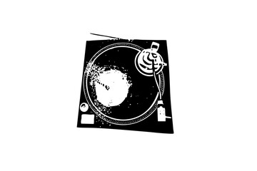 Fototapeta premium Vector Vintage turntable with tone arm and vinyl record.