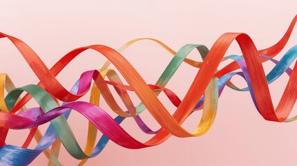 Colorful Ribbon Decoration and Textile Art: Abstract Art and Craft Supplies for Vibrant Party and Wedding Decor with Flowing Shapes and Pastel Colors