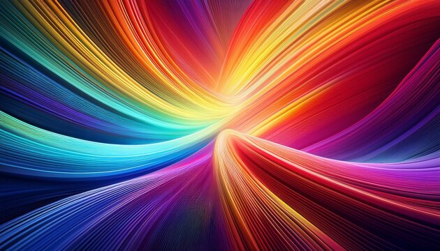 abstract colorful lines create a bright rainbow gradient pattern with a soft blurred motion effect against a vibrant backdrop of light and color