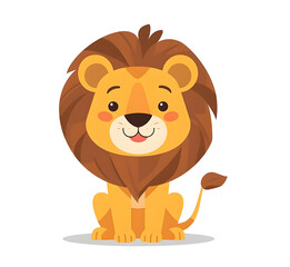 Cute cartoon lion illustration with transparent background