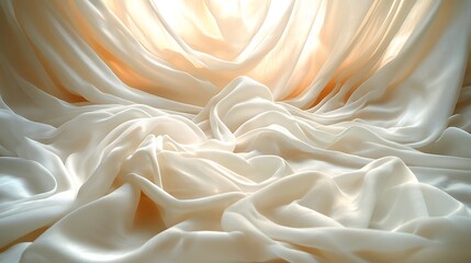Flowing Silky Fabric with Elegant Texture, Creamy Softness, and Luxurious Drapery Backdrop.