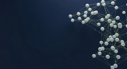 Abstract Network of Spheres and Lines on Dark Blue Background