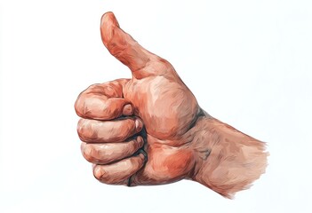 Hand giving a thumbs up gesture, detailed illustration