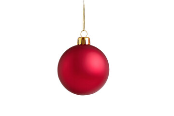 A red ornament hanging from a string