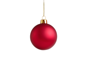 A red ornament hanging from a string